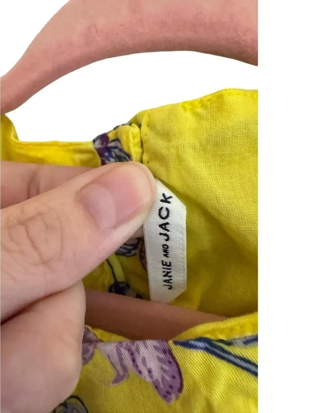 Janie and Jack Yellow Purple Floral Dress 6-12 Months Short Sleeve Baby Girl EUC